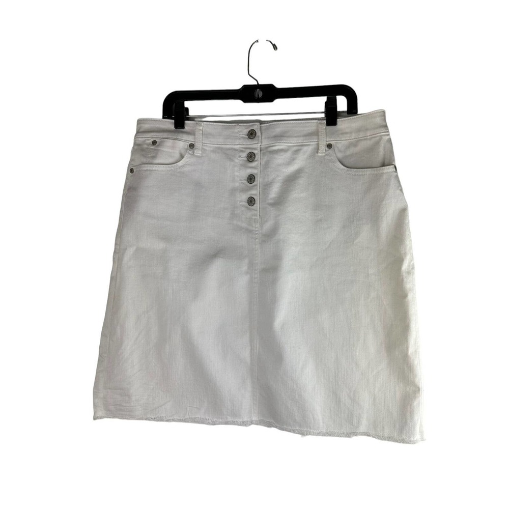 NWT Talbots Denim Pencil Jean Skirt Button Front Raw Hem Plus Size 16 HW7675 - Picture 6 of 7